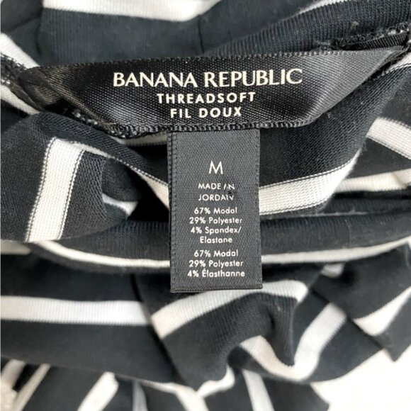 Banana Republic Threadsoft Black White Striped Long Sleeve Turtleneck Shirt M - Picture 3 of 14